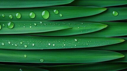 Obraz premium Close Up of Grass Blades with Texture Macro shot of dew drops clinging to vibrant green grass blades, showcasing the intricate details and textures of nature.