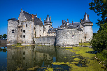 Famous Sully-sur-Loire castle in Loire valley, France