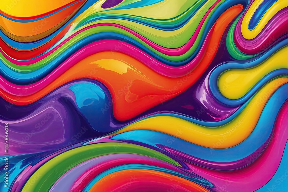 Poster colorful dynamic liquid art background with playful flowing patterns