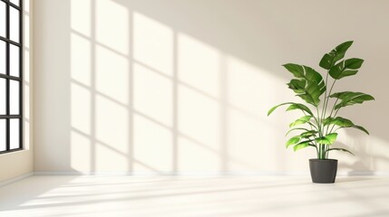 Modern Minimalist Beige Room Open plan minimalist room with beige walls, black accents, and large windows, emphasizing clean lines and natural light.