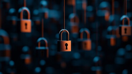 Network Security Padlocks Hanging Abstractly