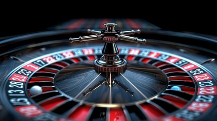 Obraz premium Close-up of a Roulette Wheel, Ready for the Spin, Casino Game.