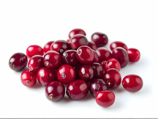 Fresh, ripe cranberries isolated on a white background