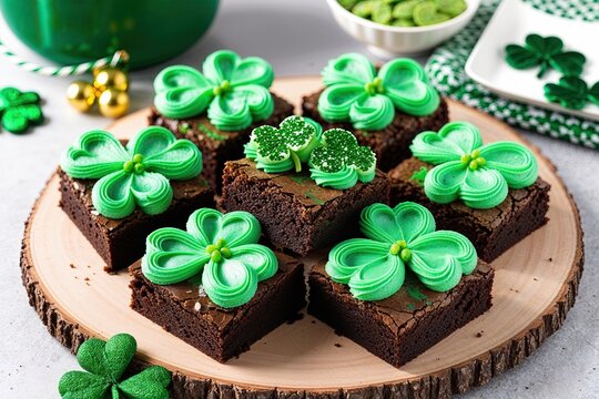 Festive Clover Themed Green Frosted Brownies Recipe for Celebrations