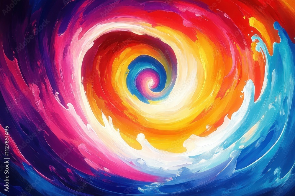 Poster colorful abstract swirl of ink and motion with dynamic lighting in a pop art style background