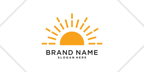 Creative sunrise or sunset logo design template. Premium Vector