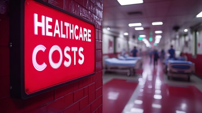 Sign that reads &ldquo;HEALTHCARE COSTS&rdquo; - hospital - medical costs - doctors - nurses - insurance 