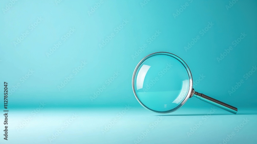 Poster magnifying glass on a webpage a magnifying glass hovering over keywords on a website, representing s