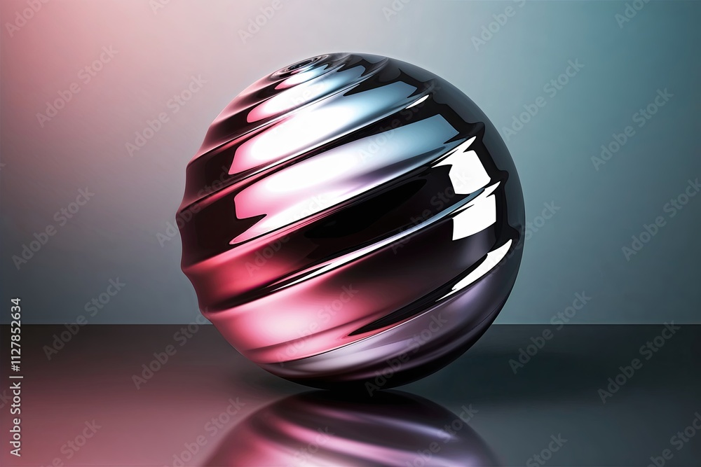 Poster elegant 3d reflective orb design with spiral patterns and gradient for magazine background and banne