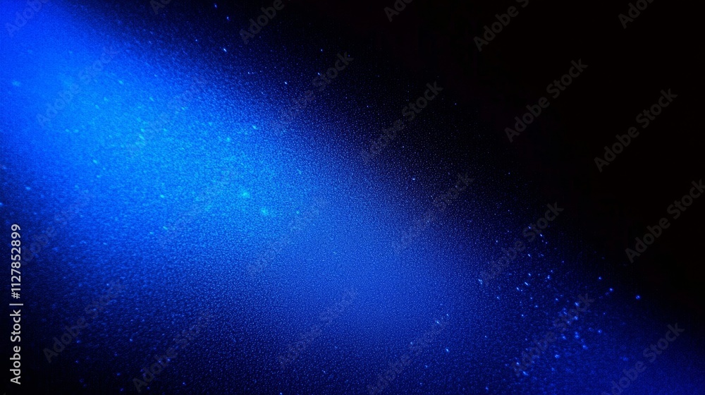 Poster deep black to vibrant blue gradient abstract background with grainy texture and soft blur effect