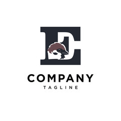Letter E Sparrow Bird Logo Icon Vector