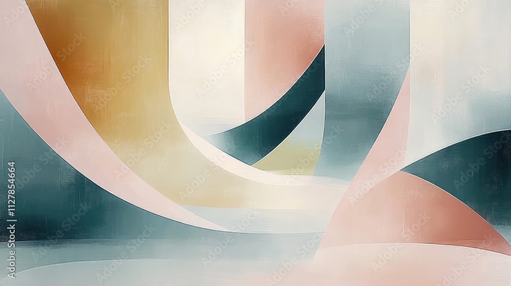 Poster Abstract Minimalistic Geometric Graphic Design in Soft Pastel Colors with Mosaic Pattern and Contemporary Texture Background