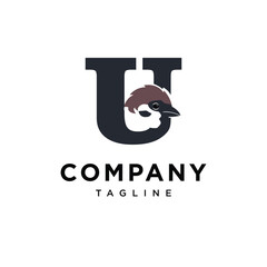 Letter U Sparrow Bird Logo Icon Vector