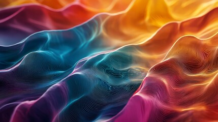 Obraz premium Colorful Sound Waves Visualization in Vibrant Close-Up Detail