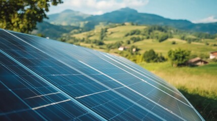 Picturesque Mountain Landscape with Solar Panels