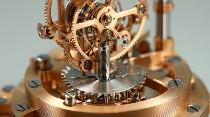 Obraz premium Close-Up of an Intricate Clockwork Mechanism with Detailed Gears