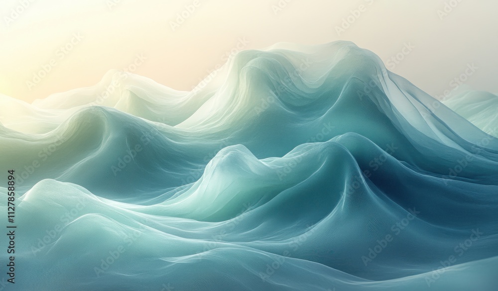 Poster teal and green gradient background with soft ambient light for abstract digital design