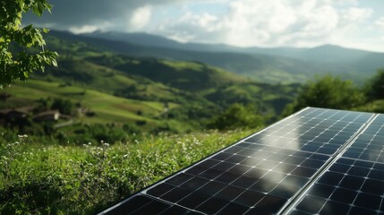 Renewable Energy Amid Serene Mountain Landscape