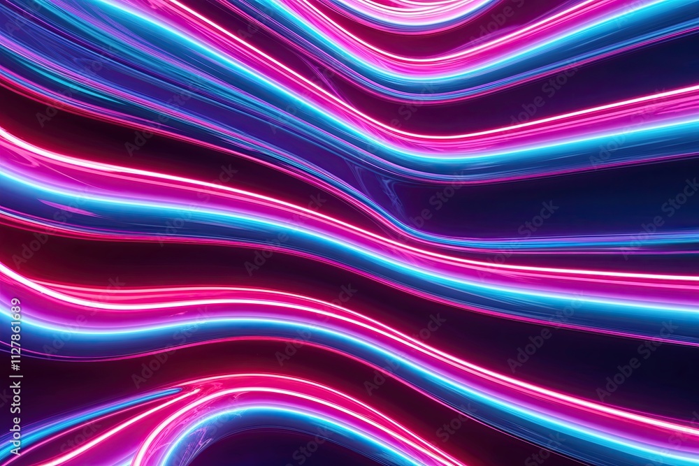 Poster radiant 3d display of iridescent neon waves in dynamic motion for media and backgrounds