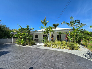 Stunning modern home with beautifully stamped concrete driveway in Pattaya, Thailand
