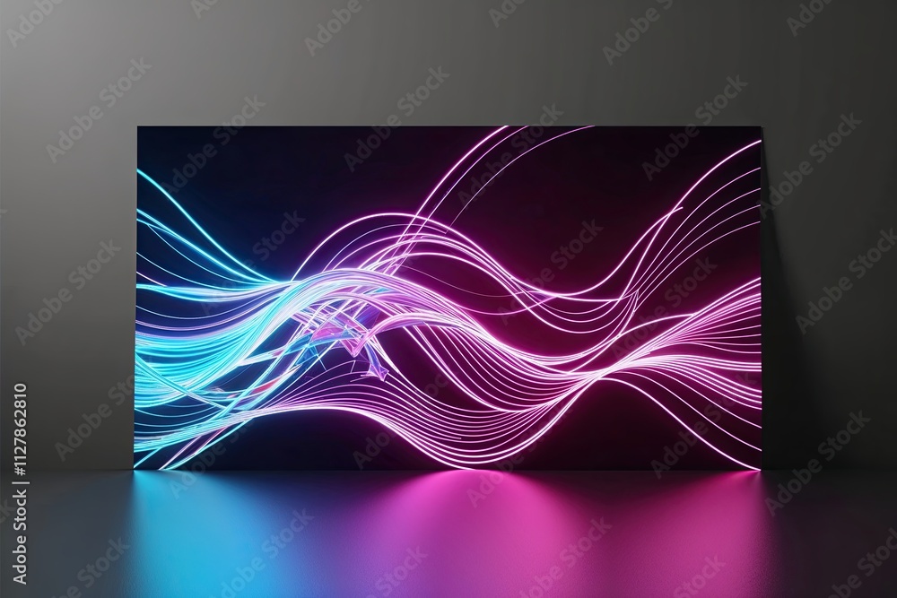 Poster energetic 3d scene with dazzling iridescent neon waves and striking gradient design for backgrounds 