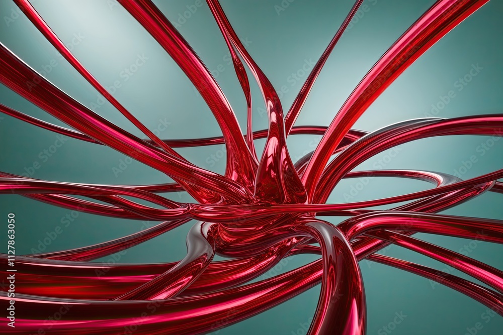 Poster streaming 3d ruby red liquid twirling for vibrant background and digital render