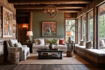 Fototapeta premium Engaging Artwork Vignette in Rustic Retreat with Serene Background and Cozy Ambience