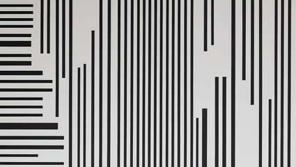 Obraz premium Striking black and white abstract art featuring vertical lines on a white background
