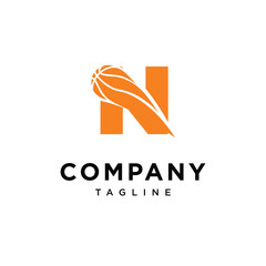 Letter N Basket Ball Logo Icon Vector