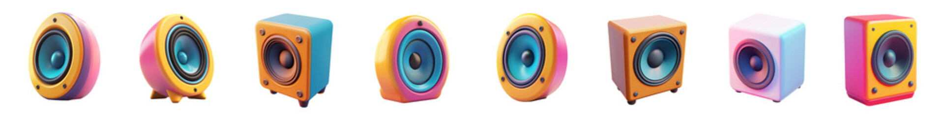 speaker woofer - 3d Set on transparent background PNG file	