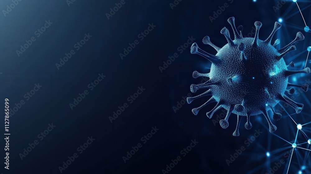 Aufkleber Abstract Visualization of a Virus Particle Representing Pathogens and Biological Structures in a Scientific Research Background with Technological Elements