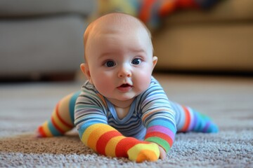 The baby played with the sock 