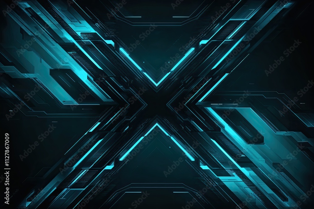 Poster edgy abstract tech noir background with dark blue patterns and futuristic design