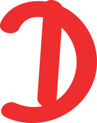 Red Letter D, Handwritten, Isolated on White