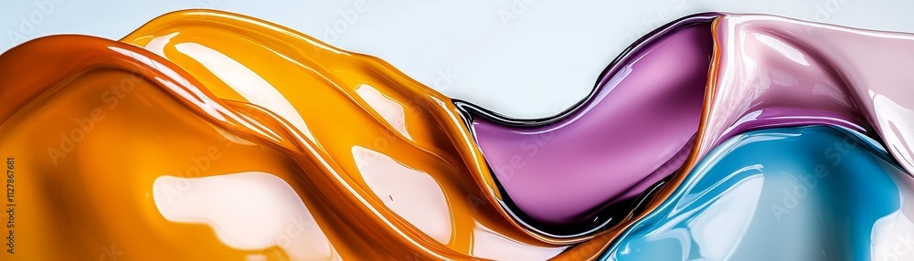 Poster dynamic flow of colorful waves abstract art studio bright setting