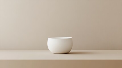 Minimalist Still Life: A White Vessel on a Beige Shelf