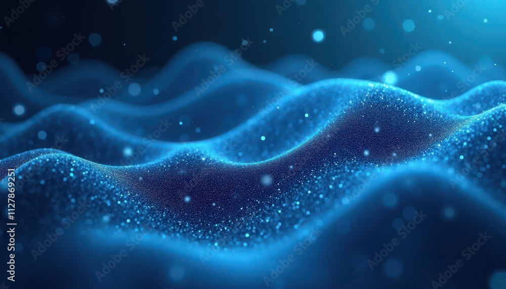 Poster abstract dynamic blue tech background displays network system with artificial neural connections. cy
