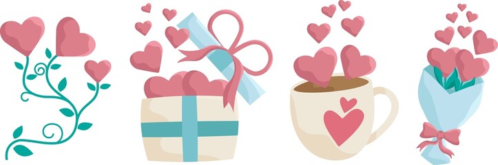 set of heart of love element decoration