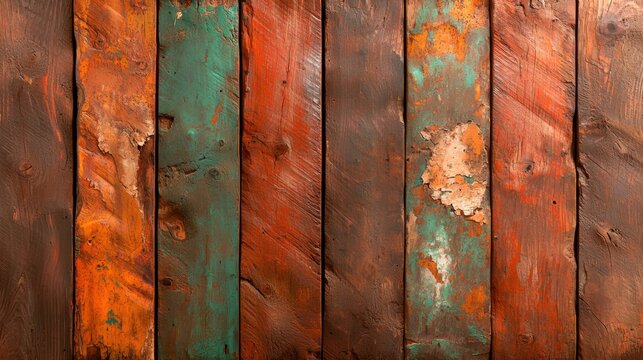The distressed wood texture showcases layers of peeling paint, revealing a rustic charm that adds character and depth to any space.