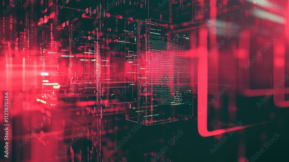 Poster abstract digital background with red and black geometric patterns