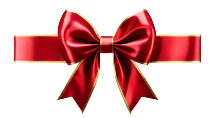 Fototapeta premium red ribbon and bow with gold isolated against transparent background