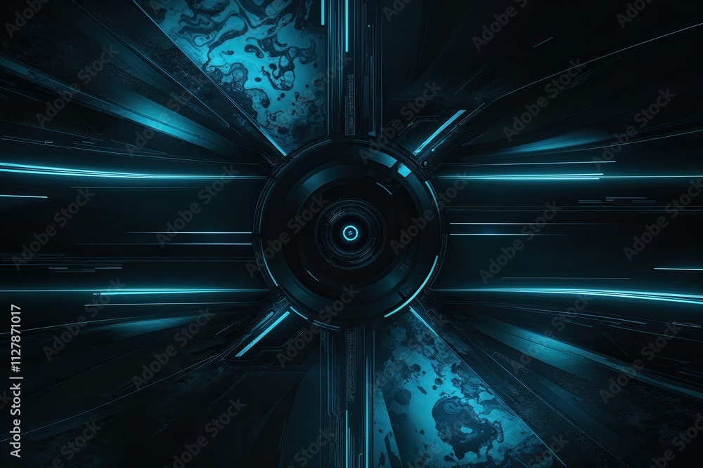 Poster futuristic dark blue abstract tech noir background with edgy patterns and design