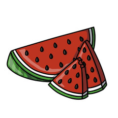 Red and fresh watermelon slices