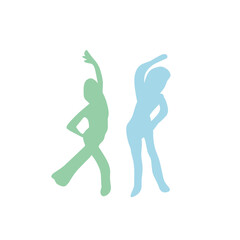 Dancing people color silhouette