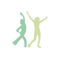 Dancing people color silhouette