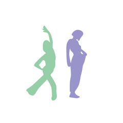 Dancing people color silhouette