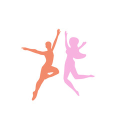 Dancing people color silhouette