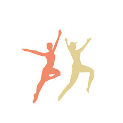 Dancing people color silhouette