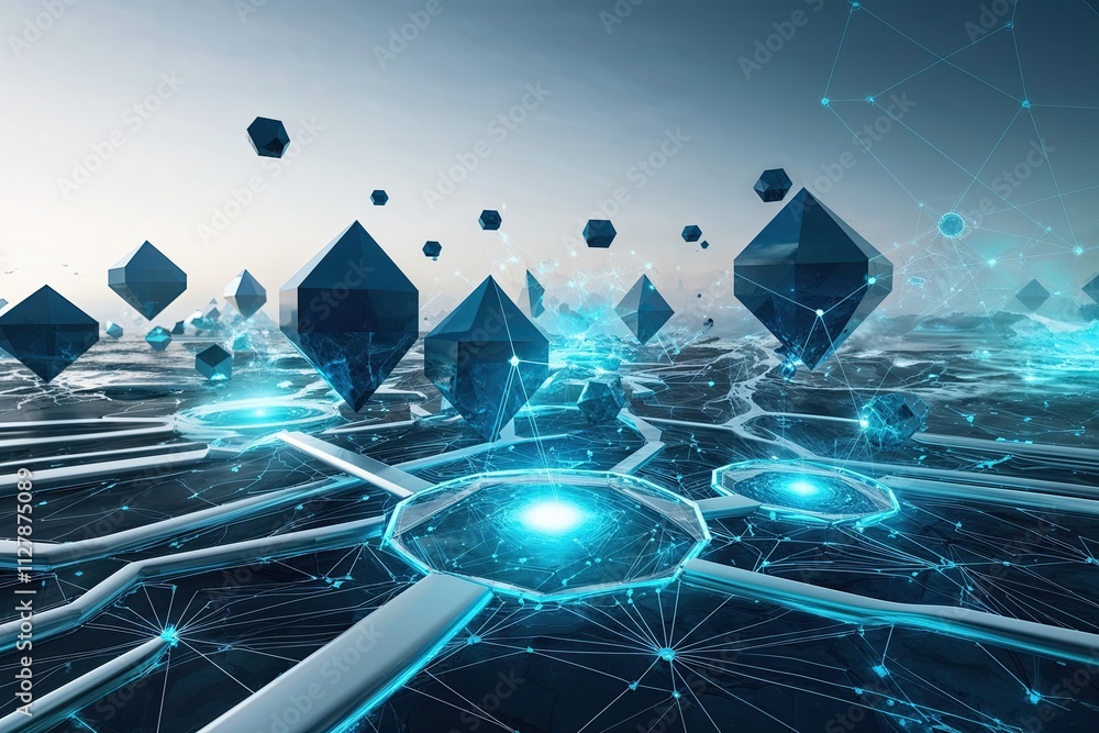 Poster dynamic geometric connections and fluid networks in tech scenery