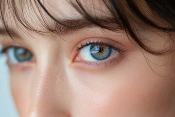 Naklejka premium Close-up Portrait of Woman with Stunning Eyes and Makeup